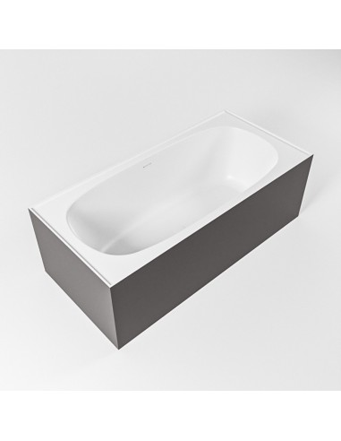 Se FREEZE fritstående badekar 180 x 85 cm Solid surface - Talkum/Mørkegrå hos Lepong.dk