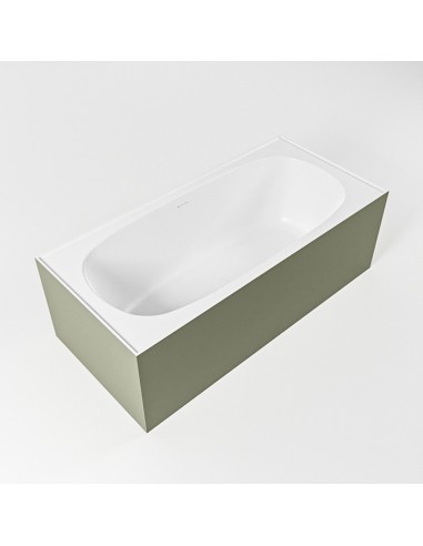 Billede af FREEZE fritstående badekar 180 x 85 cm Solid surface - Talkum/Armygrøn