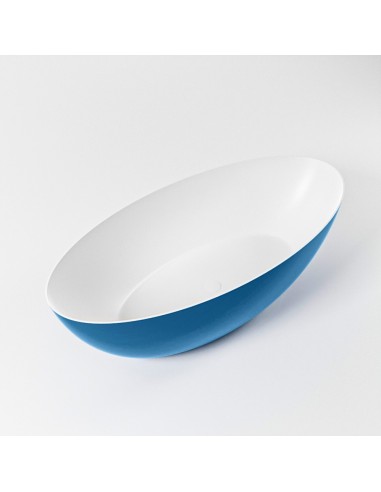 Billede af FLOAT fritstående badekar 170 x 80 cm Solid surface - Talkum/Jeansblå