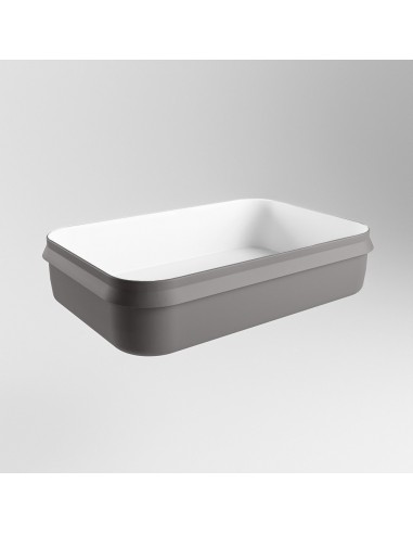 Se ARVO håndvask 55 x 38 cm Solid surface - Talkum/Mørkegrå hos Lepong.dk
