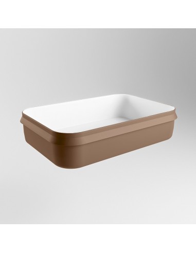 Se ARVO håndvask 55 x 38 cm Solid surface - Talkum/Rustbrun hos Lepong.dk
