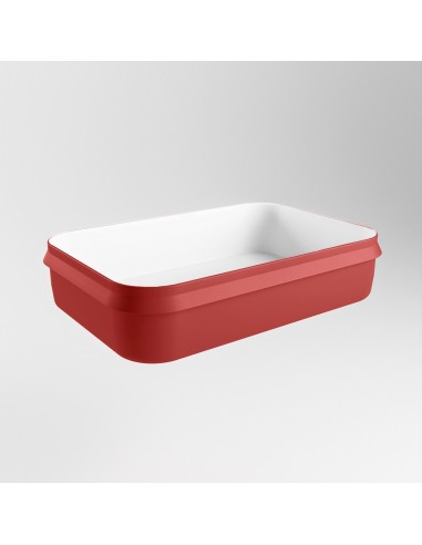 Se ARVO håndvask 55 x 38 cm Solid surface - Talkum/Rød hos Lepong.dk