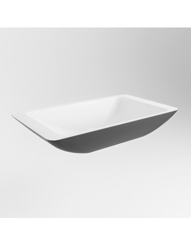 Se TOPI håndvask 59,5 x 34,5 cm Solid surface - Talkum/Sort hos Lepong.dk