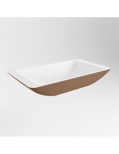 TOPI håndvask 59,5 x 34,5 cm Solid surface - Talkum/Rustbrun