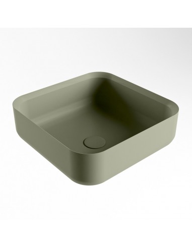 Se BINX håndvask 36 x 36 cm Solid surface - Armygrøn hos Lepong.dk
