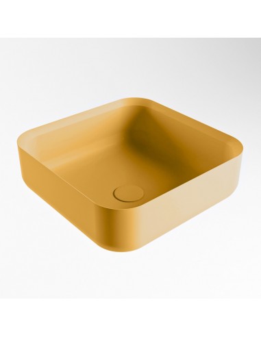 Se BINX håndvask 36 x 36 cm Solid surface - Okker hos Lepong.dk