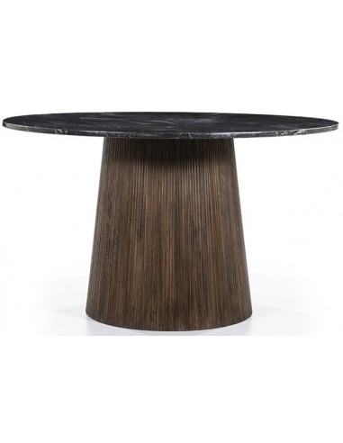 Se Maxim rundt spisebord i mangotræ og faux marmor Ø130 cm - Antik brun/Sort marmor hos Lepong.dk