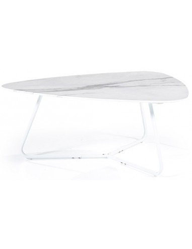 Billede af Neno sofabord i metal og glas 85 x 95 cm - Hvid/Hvid marmor