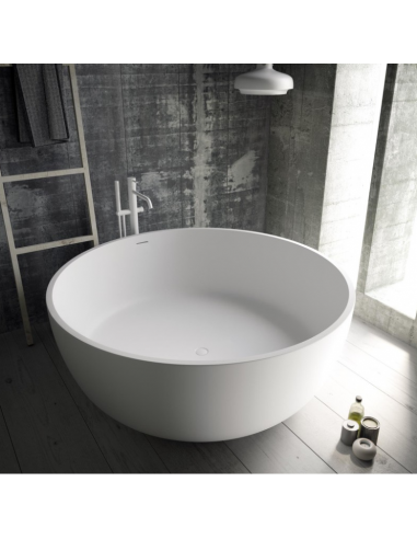 Billede af ARAL fritstående rundt badekar Ø150 cm Solid surface - Mat hvid