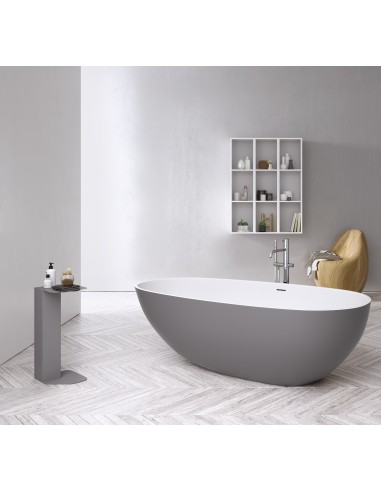 Billede af TAY fritstående badekar 185 x 85 cm Solid surface - Mat lysegrå
