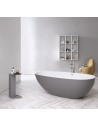 TAY fritstående badekar 185 x 85 cm Solid surface - Mat lysegrå