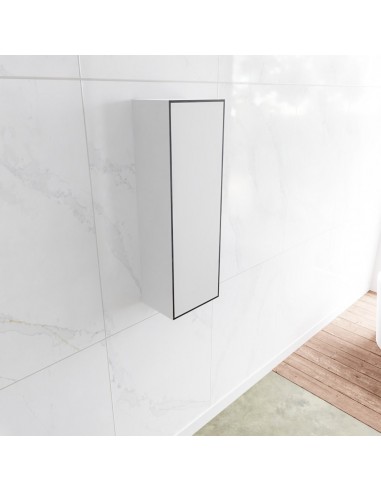 Se LAGOM venstrevendt skab til badeværelset 90 x 30 cm Solid surface - Talkum/Sort hos Lepong.dk