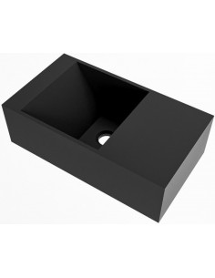Lille håndvask sort solid surface sten væg uden hanehul 2