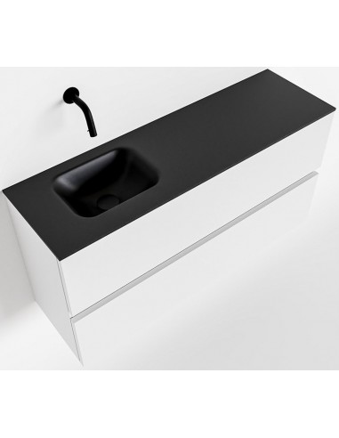 Se ADA Komplet badmiljø venstrevendt håndvask B100 x H50 cm MDF - Talkum/Sort hos Lepong.dk