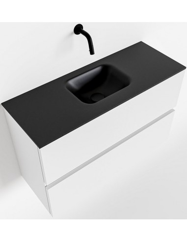 Se ADA Komplet badmiljø centreret håndvask B80 x H50 cm MDF - Talkum/Sort hos Lepong.dk
