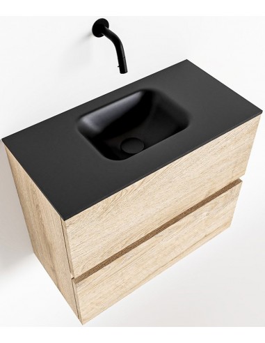 Se ADA Komplet badmiljø centreret håndvask B60 x H50 cm MDF - Vasket eg/Sort hos Lepong.dk