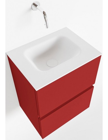 Se ADA Komplet badmiljø centreret håndvask B40 x H50 cm MDF - Rød/Talkum hos Lepong.dk