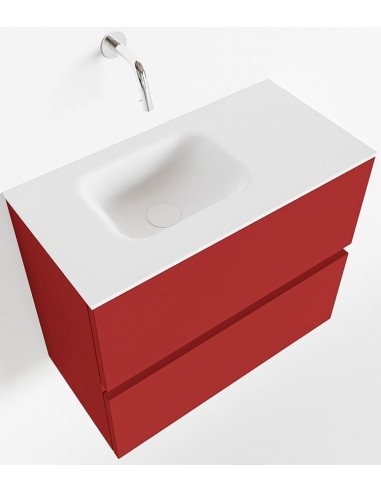 Se ADA Komplet badmiljø venstrevendt håndvask B60 x H50 cm MDF - Rød/Talkum hos Lepong.dk