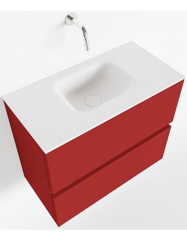 Se ADA Komplet badmiljø centreret håndvask B60 x H50 cm MDF - Rød/Talkum hos Lepong.dk