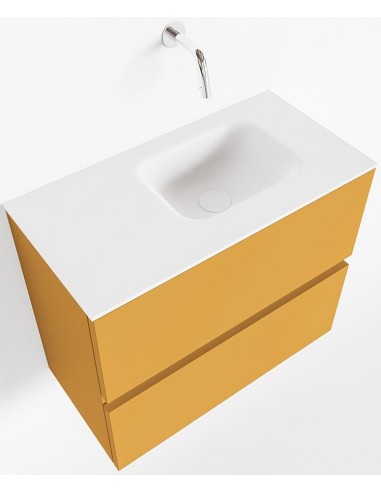 Se ADA Komplet badmiljø højrevendt håndvask B60 x H50 cm MDF - Okker/Talkum hos Lepong.dk