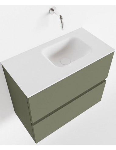 Se ADA Komplet badmiljø højrevendt håndvask B60 x H50 cm MDF - Armygrøn/Talkum hos Lepong.dk