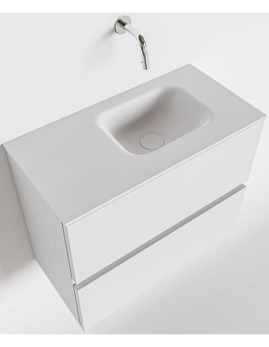 Se ADA Komplet badmiljø højrevendt håndvask B60 x H50 cm MDF - Talkum/Talkum hos Lepong.dk
