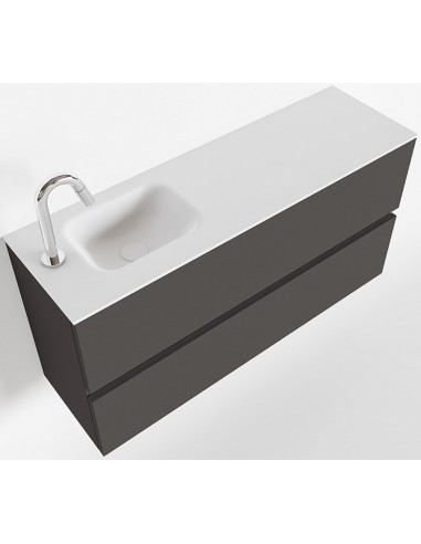Se ADA Komplet badmiljø venstrevendt håndvask B100 x H50 cm MDF - Mørkegrå/Talkum hos Lepong.dk
