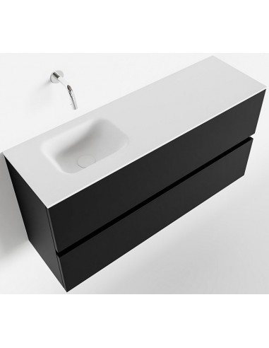 Se ADA Komplet badmiljø venstrevendt håndvask B100 x H50 cm MDF - Sort/Talkum hos Lepong.dk