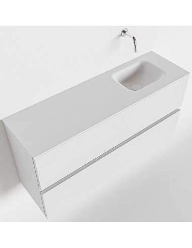 Se ADA Komplet badmiljø højrevendt håndvask B100 x H50 cm MDF - Talkum/Talkum hos Lepong.dk