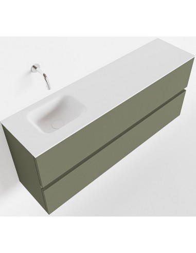 Se ADA Komplet badmiljø venstrevendt håndvask B120 x H50 cm MDF - Armygrøn/Talkum hos Lepong.dk