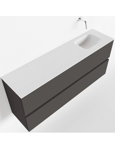 Billede af ADA Komplet badmiljø højrevendt håndvask B120 x H50 cm MDF - Mørkegrå/Talkum