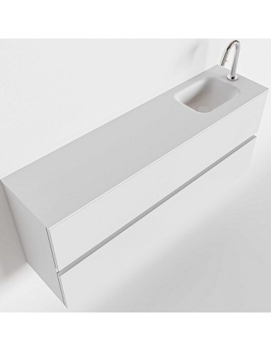 Se ADA Komplet badmiljø højrevendt håndvask B120 x H50 cm MDF - Talkum/Talkum hos Lepong.dk