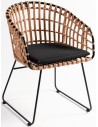 Havestol i syntetisk rattan og metal H81 cm - Natur/Sort