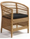 Havestol i syntetisk rattan H79 cm - Natur/Sort