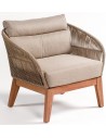 PALERMO Lounge havestol i eucalyptustræ og reb H83 cm - Natur/Beige