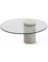 Sofabord i marmor og glas Ø76 cm - Hvid marmor/Klart