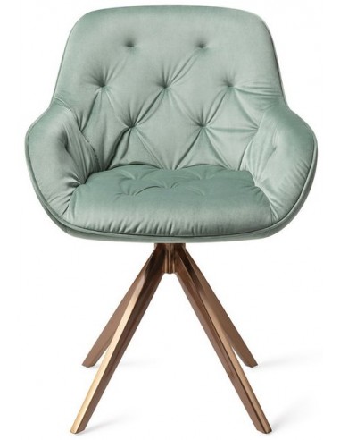 Se 2 x Tara Rotérbare Spisebordsstole H84 cm velour - Rødguld/Jadegrøn hos Lepong.dk