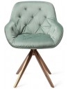 2 x Tara Rotérbare Spisebordsstole H84 cm velour - Rødguld/Jadegrøn