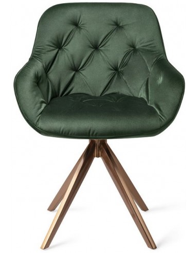 Se 2 x Tara Rotérbare Spisebordsstole H84 cm velour - Rødguld/Junglegrøn hos Lepong.dk