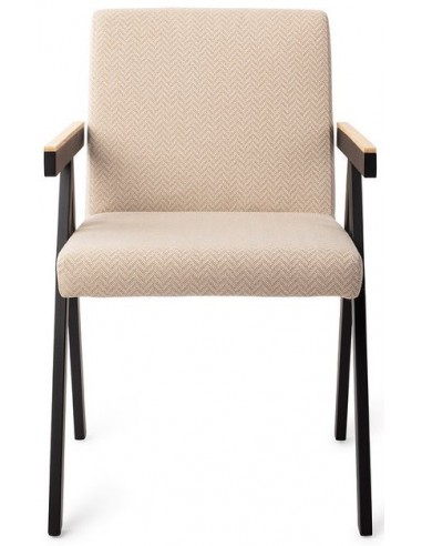 Se 2 x Omuta Spisebordsstole H83 cm polyester - Sort/Beige chevron hos Lepong.dk