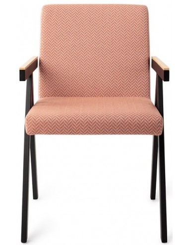 Se 2 x Omuta Spisebordsstole H83 cm polyester - Sort/Mandarin chevron hos Lepong.dk