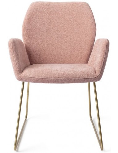 Se 2 x Misaki Spisebordsstole H87 cm polyester - Guld/Rosa hos Lepong.dk