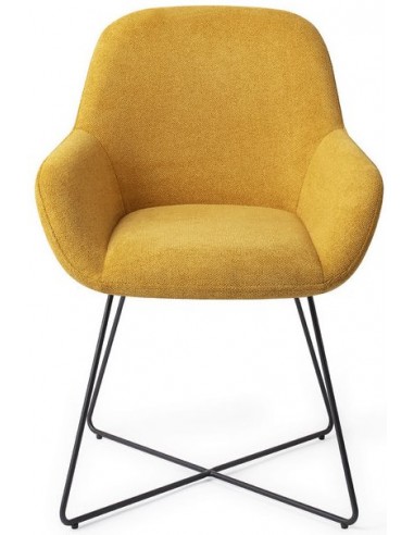 Se 2 x Kushi Spisebordsstole H84 cm polyester - Sort/Korngul hos Lepong.dk
