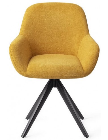 Billede af 2 x Kushi rotérbare spisebordsstole H84 cm polyester - Sort/Korngul