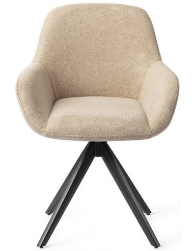 Billede af 2 x Kushi rotérbare spisebordsstole H84 cm polyester - Sort/Sand