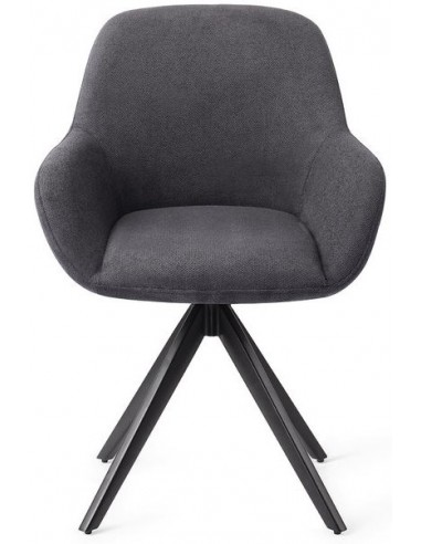 Billede af 2 x Kushi rotérbare spisebordsstole H84 cm polyester - Sort/Antracit