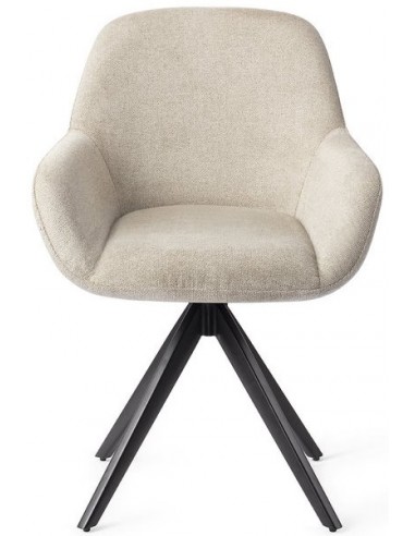Se 2 x Kushi rotérbare spisebordsstole H84 cm polyester - Sort/Beige hos Lepong.dk