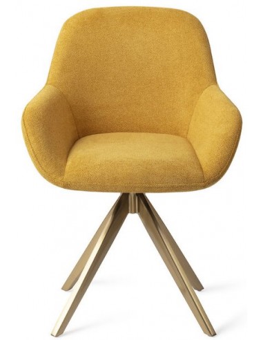 Billede af 2 x Kushi rotérbare spisebordsstole H84 cm polyester - Guld/Korngul