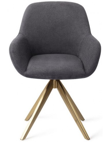 Billede af 2 x Kushi rotérbare spisebordsstole H84 cm polyester - Guld/Antracit