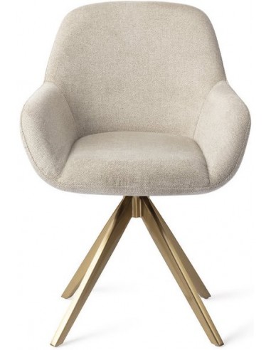 Se 2 x Kushi rotérbare spisebordsstole H84 cm polyester - Guld/Beige hos Lepong.dk